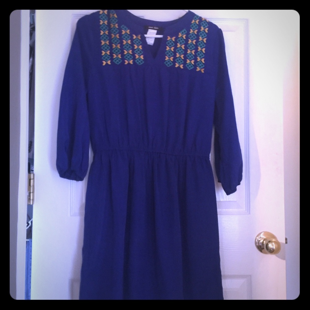 West 36th navy dress with yellow embellishment